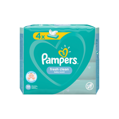 Pampers Fresh Clean Babydoekjes 4 Verpakkingen = 208 Doekjes